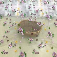 New pastoral style embroidery fabrics European root lace embroidery children's clothing fabric skirt cloth,135CM*100CM/PCS 2024 - buy cheap