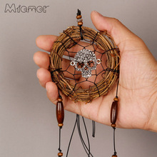 MIAMOR MINI Rattan Dream Catcher With Skull Helloween Gift Halloween Party Pendant Decor Home Decoration Accessories AMOR0277 2024 - buy cheap