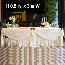 Falda de mesa de banquete de seda de hielo, telón de fondo de boda para mantel, cubierta de mesa de boda, decoración de rodapiés de escenario, 0,8x3M 2024 - compra barato