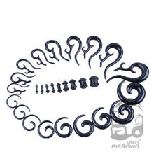 54pcs/lot Ear Stretching Kit 6g-00G Black Acrylic Ear Tapers Tunnels Spiral Gauges Pircing Ombligo Body Piercing Jewelry 2024 - buy cheap