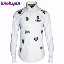 Plus Size M-4XL mens shirt 3D Embroidery long sleeve Slim Casual clothes male Camisa 80% Cotton Business male Dress shirts 2024 - buy cheap