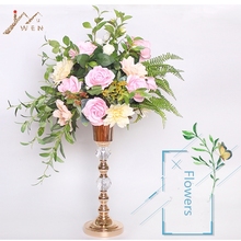 Artificial Rose Flowers road lead 1/2 Round  Ball Leaves Wedding Table Centerpiece Home Decoration 6 color 2024 - buy cheap
