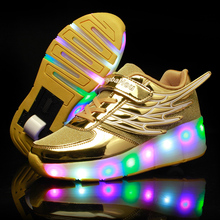 New Pink Gold Cheap Child Fashion Girls Boys LED Light Roller Skate Shoes For Children Kids Sneakers With Wheels One wheels 2024 - buy cheap