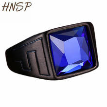 HNSP Fashion Rock Blue Stone Black Finger Rings For Men Male Jewelry Anel 2024 - buy cheap