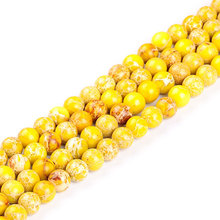 Cuentas de piedra jaspes de 4-12mm de color amarillo redondo transparente para hacer joyas, pulseras de cuentas para mujer, regalo de 15 '', cuentas de costura DIY, baratija 2024 - compra barato