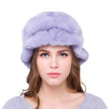 JKP Women's Bombe Hats Real Mink Fur Caps Mink Fur Ball Accessories Retractable Autumn and Winter Women's Outdoor Warm Hat 2024 - buy cheap