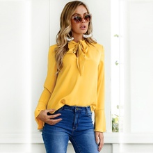 Women Chiffon Blouses Plus Size Candy Color Ruffles Shirts Casual Solid Long Sleeve Tops Blouses For Office Blusas Femininas 2024 - buy cheap