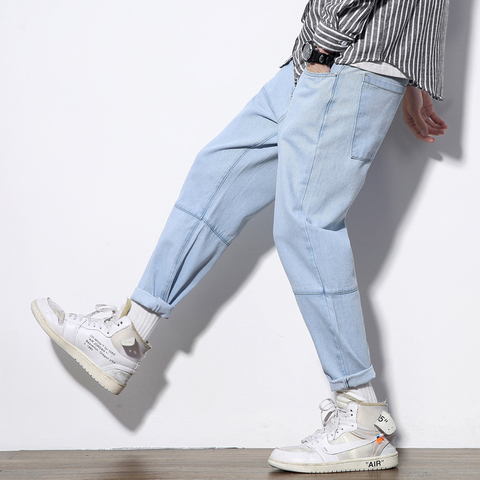 Buy Light Blue Jeans Men 19 Spring Modis Mens Jeans Brand New Streetwear Loose Denim Pants Men Ankle Length Jeans Homme 5xl M Hot In The Online Store Garish Sir Store At A