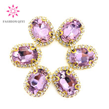 10 unids/paquete de diamantes de imitación de vidrio de forma ovalada rosa para coser 10x14mm/13x18mm/18x25mm hebilla de cristal inferior dorada, accesorios de joyería DIY 2024 - compra barato