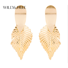 Wild&Free Fashion Gold Leaf Drop Earrings For Women Ladies Pendientes Party Jewelry Long Dangle Earring Christmas Gift Wholesale 2024 - buy cheap