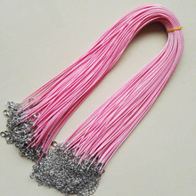 Lobster clasp 1.5mm 100pcs pink Wax Leather cord necklace rope pendant 45cm with Lobster clasp jewelry diy pendants lot free 2024 - buy cheap