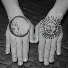 Pegatina de tatuaje temporal a prueba de agua, tatuaje falso de sol, luna, Flash, pierna, brazo, mano, pie, tatuaje para niña, hombres, mujeres 2024 - compra barato
