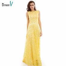 Dressv daffodil long evening dress cheap scoop neck appliques backless a line wedding party formal dress evening dresses 2024 - buy cheap