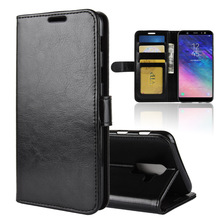 Funda J8 + para Samsung Galaxy J8 Plus, funda protectora de cuero tipo libro con soporte para tarjetas, funda protectora negra J805 SM J805G J8Plus 2024 - compra barato
