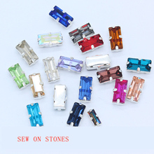 All-size rectangle sew on flat glass stone sewing crystal rhinestones silver claw buckle beads jewels Shoes clothing accessories 2024 - buy cheap