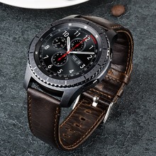 Ремешок URVOI для Samsung Galaxy Gear S3 R760 R770, Ретро ремешок из натуральной кожи с застежкой, классический дизайн, замена 22 мм 2024 - купить недорого