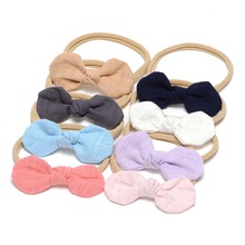 16pcs/lot Baby Bows Headband Cotton & Linen Handmade Knotted Bow Nylon Hair Bands for Newborn Photography Props 8 Colors JFNY092 2024 - buy cheap