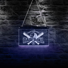 Equipo de béisbol Logo LED neón señal béisbol personalizado nombre de equipo sala de estar deportes iluminación decoración personalizada béisbol colgante señal 2024 - compra barato