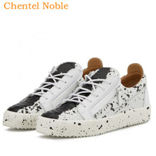 Chentel Noble Leather Men Casual Shoes Party Shoes Men High Quality Flats Splashing ink Sneakers Black White Red Colors Unisex 2024 - buy cheap