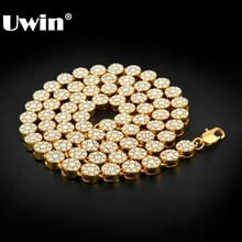Men's 1 Row Round Flower Model Necklace Iced Out Gold&Silver Color  Hip Hop Bling Bling CZ Rhinestones Vintage Fashion Jewelry 2024 - buy cheap