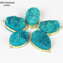 5PCS Natural Drusy Stone Crystal Mix Color Gem Stone Quartz Druzy Gold Color Connector Charm Pendant For Jewelry Marking 2024 - buy cheap