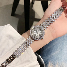 Relógio de pulso feminino com cristais, relógio de pulso luxuoso com pedrarias e flor de lótus, roman romano 2024 - compre barato
