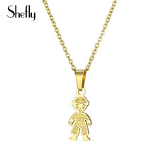 Shefly Stainless Steel Little Boy Pendants Necklace High Quality Metal Lovely Style Family Kids Necklace Jewelry & Collier Femme 2024 - buy cheap