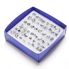 Conjunto de brincos boêmios com 24 pares, brincos combinados de prata, bijuterias, boêmios, para meninas 2024 - compre barato