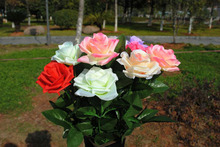 SPR 10pcs/lot Silk Roses Wedding bride holding flowers Bouquet Artificial Flowers 6 Colors Available 2024 - buy cheap