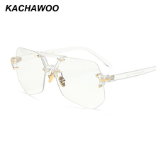 Kachawoo rimless glasses for men black leopard irregular transparent eye glasses for women accessories 2018 hot sale 2024 - buy cheap