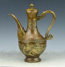 15cm Chinese brass hand-carved fine Lucky Dragon Teapot 2024 - buy cheap