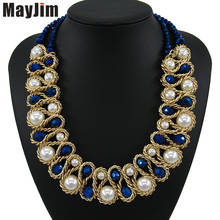 MayJim Statement Choker necklace Fashion Women chunky Gold Chain Crystal Simulated pearl Bead collar Necklaces & Pendants Bijoux 2024 - buy cheap