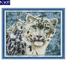 NKF Snow leopard animal style needle craft cross stitch charts counted stamped Chinese cross stitch kits for home decoration 2024 - buy cheap