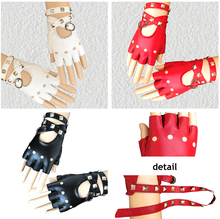 Gothic Punk Cool Lady Girl Sexy Disco Dance Rock-and-roll Fingerless Short PU Leather Gloves 2024 - buy cheap