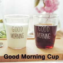 New 1Pcs 400mL Black/White Lovely Glass Breakfast Cup Coffee Tea Milk Yogurt Mug Creative Good Morning Mug Gifts Drop Shipping 2024 - buy cheap