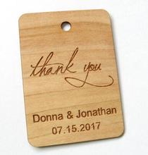 Etiquetas de presente de madeira do convite do obrigado rústico personalizado do casamento você 2024 - compre barato