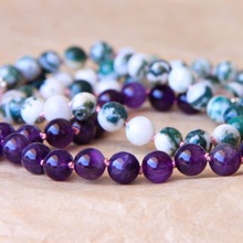 108 contas do mala Colares Yoga mala Roxo colar de Quartzo Mão Atada Oração Meditação mala Bead Colares Colar de borla 2024 - compre barato