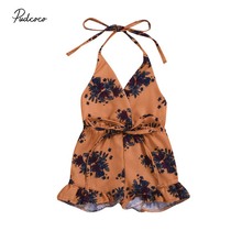 2019 Brand Baby Kids Toddler Girls Flower Strap Romper Jumpsuit Boho Floral Bandage Halter Backless Playsuit Holiday Sunsuit 2024 - buy cheap