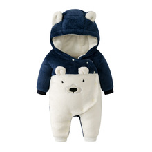 2019 Toddler Cute Cartoon Bear Romper Newborn Baby Clothes Hood Cotton Boys Girls Rompers Infant Winter Thick Jumpsuit Overalls 2024 - buy cheap