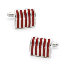 Men's Red Stripes Enamel Square Cuff Links Copper Material 2024 - buy cheap