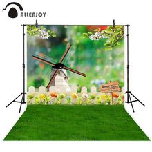 Allenjoy Easter photography background spring egg windmill fence lawn backdrop photo studio photophone photocall shoot props 2024 - buy cheap