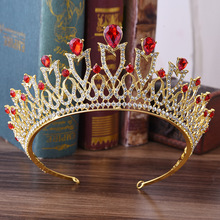 Baroque Gold Red Green Crystal Wedding Crown Queen Tiaras Bride Crowns Headband Bridal Accessories Diadem Mariage Hair Ornaments 2024 - buy cheap