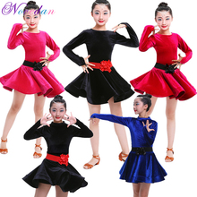 2019 novo estilo crianças vestido de dança latina para meninas salsa tango rumba formação latina vestido de salão dança meninas vestidos e cinto 2024 - compre barato