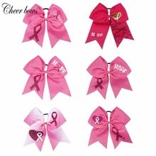 7'' Breast Cancer Cheer Bow With Elastic Hair Ropes Printed Glitter Hope Logo Hair Bows For Girls Kids Headwear Hair Accessories 2024 - buy cheap