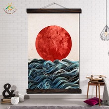 Abstract Sea Sun Vintage Posters and Prints Scroll Painting Canvas Art Wall Pictures Frame Painting Home Decoration 2024 - buy cheap