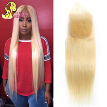 Facebeauty 613 Blonde Brazilian Remy Human Hair Bleached Knot 4x4 HD Lace Closure Preplucked With Baby Hair Pure Color Straight 2024 - buy cheap