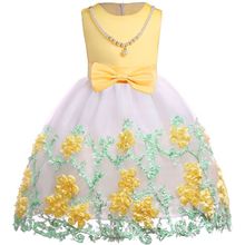Lace Floral Decoration Dress Summer Kid Princess Dress For Girls Birthday Present Kids Ball Gown Party Dress Children's Clothing 2024 - buy cheap