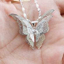 PINKSEE Chic Beautiful 3 Layer 3D Crystal Silver Color Hollow Butterfly Long Necklace Sweater Collars Jewelry 2024 - buy cheap