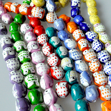 New Animail Beads 100pcs Colorful Handpainted Animal Owl Shape Ceramic Porcelain Loose Spacer Beads Jewelry DIY Making 2024 - buy cheap