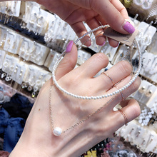 MENGJIQIAO корейские японские новые двухслойные Элегантные ожерелья с искусственным жемчугом для женщин и девочек, модные вечерние чокер, аксессуары, подарок 2024 - купить недорого